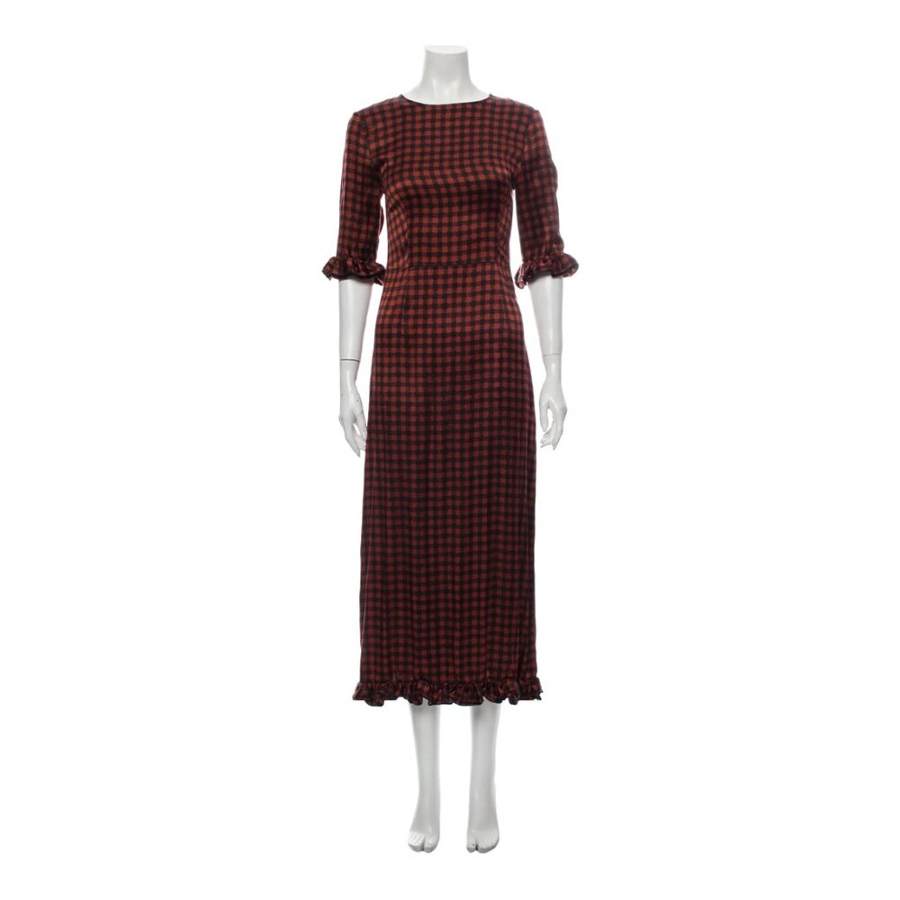 Ganni Plaid Print Long Dress